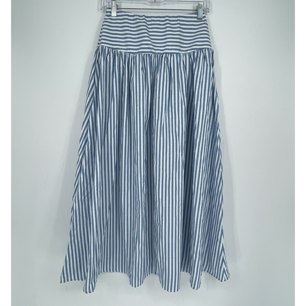 SHEIN Women's Blue Striped A-Line Flowy High Waisted Nautical Maxi Skirt Size S